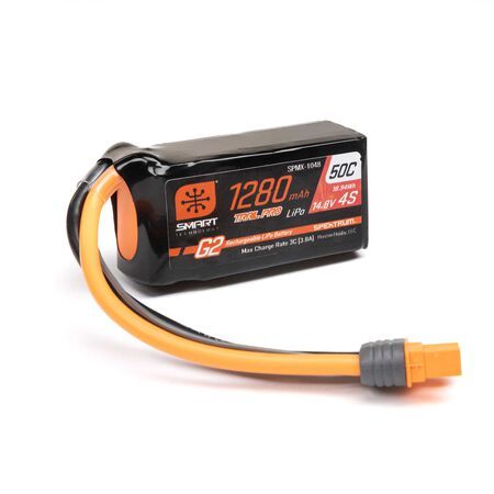 SPMX-1048 Spektrum 14.8V 1280mAh 4S 50C Smart G2 Trail Pro LiPo Battery: IC3