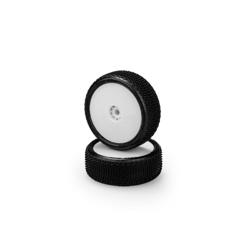 JCO4085-1211 JConcepts Mini-B Fuzz Bite Pre-Mounted Front Tires (White) (2) (Pink)