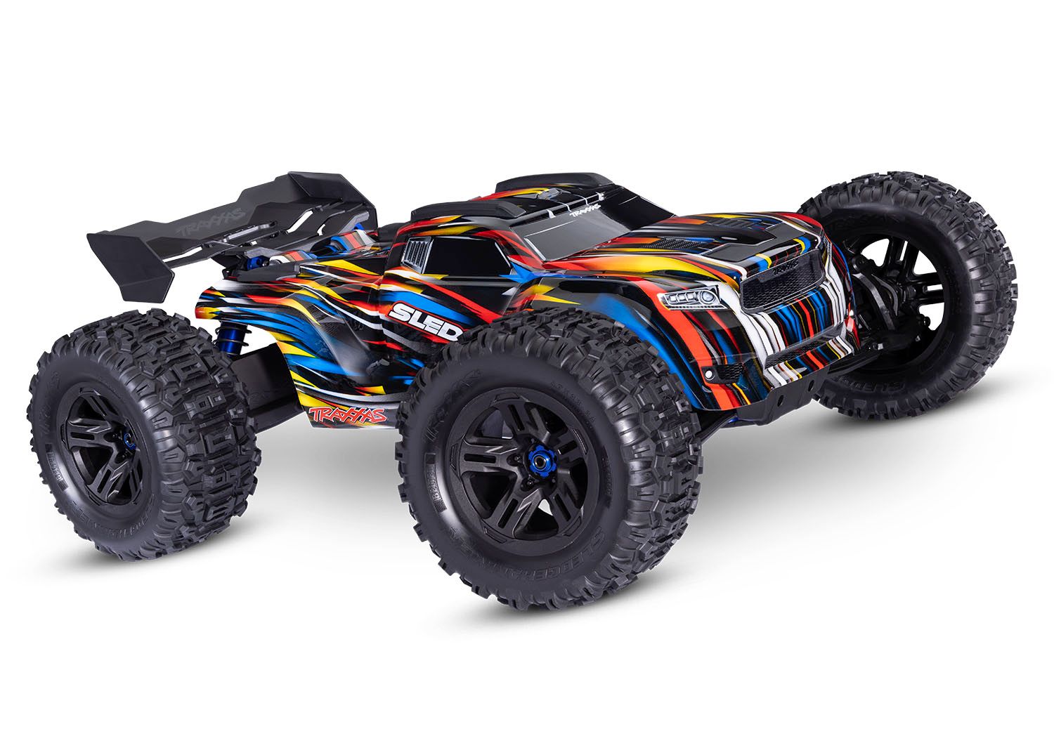 TRA95096-4 Traxxas Sledge 1/8 Scale 4WD Monster Truck Belted Tires, Color: Blue