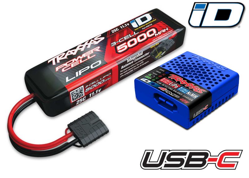 TRA2985-3S Traxxas Battery/charger completer pack (includes #2985 charger (1), #2872X 5000mAh 11.1V 3-cell 25C LiPo iD® Battery (1))