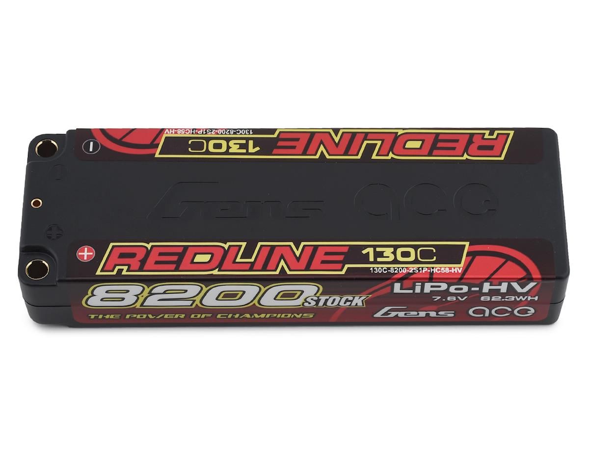 GEA82002S13D5 Gens Ace Redline 2s LiHV LiPo Battery 130C w/5mm Bullets (7.6V/8200mAh)
