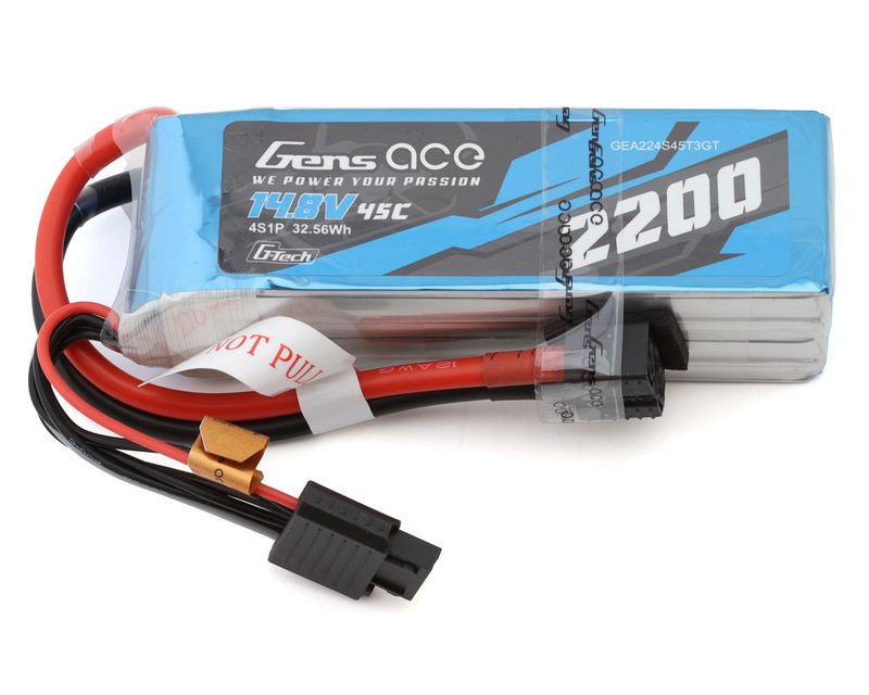 GEA224S45T3GT Gens Ace G-Tech Smart 4S LiPo Battery 45C (14.8V/2200mAh) w/Universal Connector