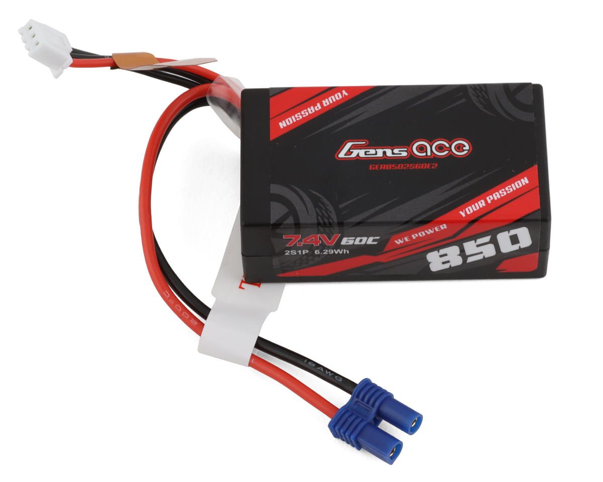 GEA8502S60E2 Gens ace 850mAh 2S 7.4V 60C Lipo Battery Pack w/EC2
