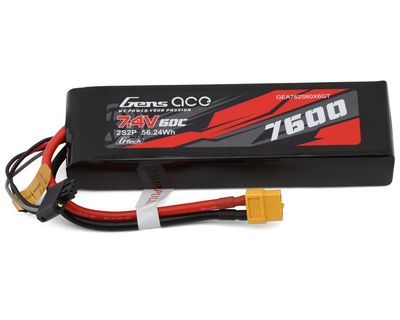 GEA762S60X6GT Gens Ace G-tech 7600mAh 7.4V 60C 2S2P Lipo Battery Pack with XT60 Plug GEA762S60X6GT Gens Ace G-tech 7600mAh 7.4V 60C 2S2P Lipo Battery Pack with XT60 Plug