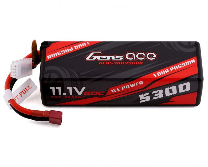 GEA533S60DGT Gens ace 5300mAh 3S 60C 11.1V G-tech HardCase Lipo Battery 15# with Deans Plug