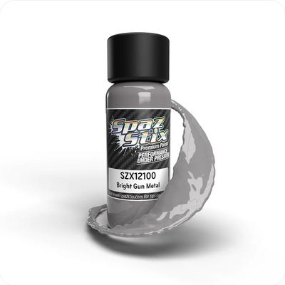 SZX12100 Spaz Stix Bright Gun Metal Airbrush Ready Paint, 2oz Bottle