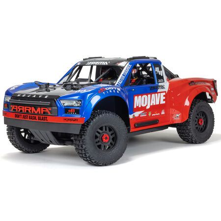 ARA4404 Arrma 1/8 MOJAVE 4X4 4S BLX Desert Truck RTR, Color: Blue/Red