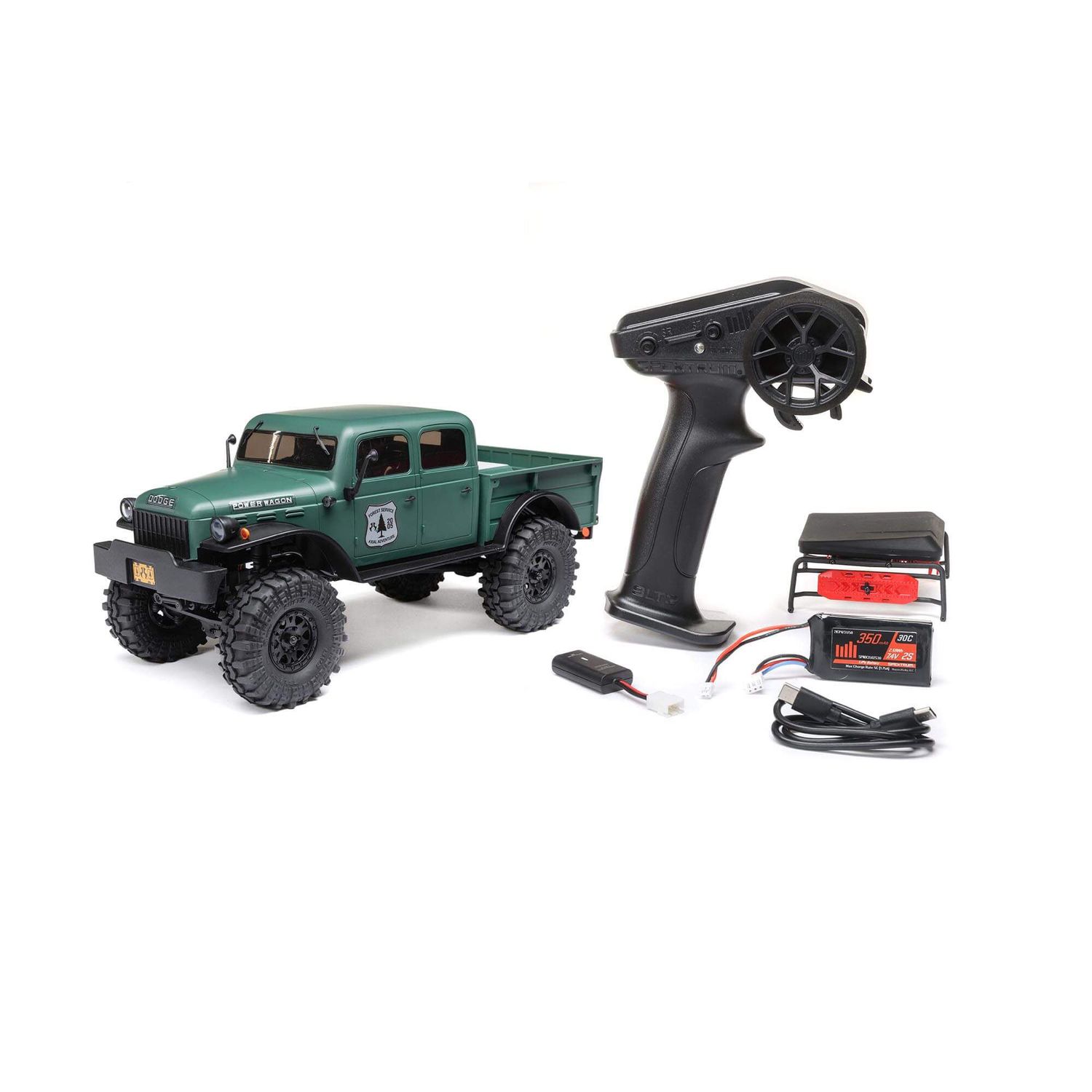 AXI00007 Axial 1/24 SCX24 Dodge Power Wagon 4WD Rock Crawler Brushed RTR, Color: Green