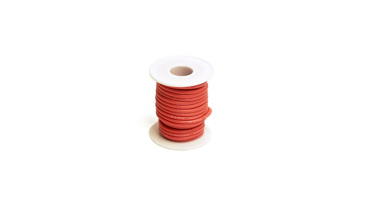RCE1202 Racers Edge 14 Gauge Silicone Ultra-Flex Wire; 25' Spool (Red)