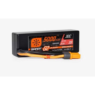 SPMX53S30H5 Spektrum 5000mAh 3S 11.1V Smart G2 LiPo 30C Hard Case; IC5 SPMX53S30H5 Spektrum 5000mAh 3S 11.1V Smart G2 LiPo 30C Hard Case; IC5