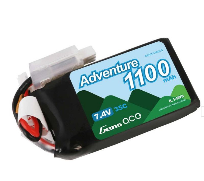 GEA3511002SJS Gens Ace Adventure 1100mAh 2S1P 7.4V 35C Lipo Battery Pack with JST-PHR Plug