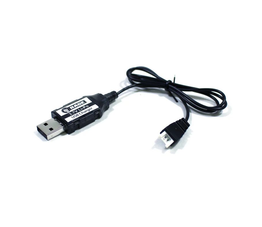 RGRA1190 Rage RC 1S 3.7V 500mA USB Charger; Tempest 600, Super Cub MX4, Micro Warbirds