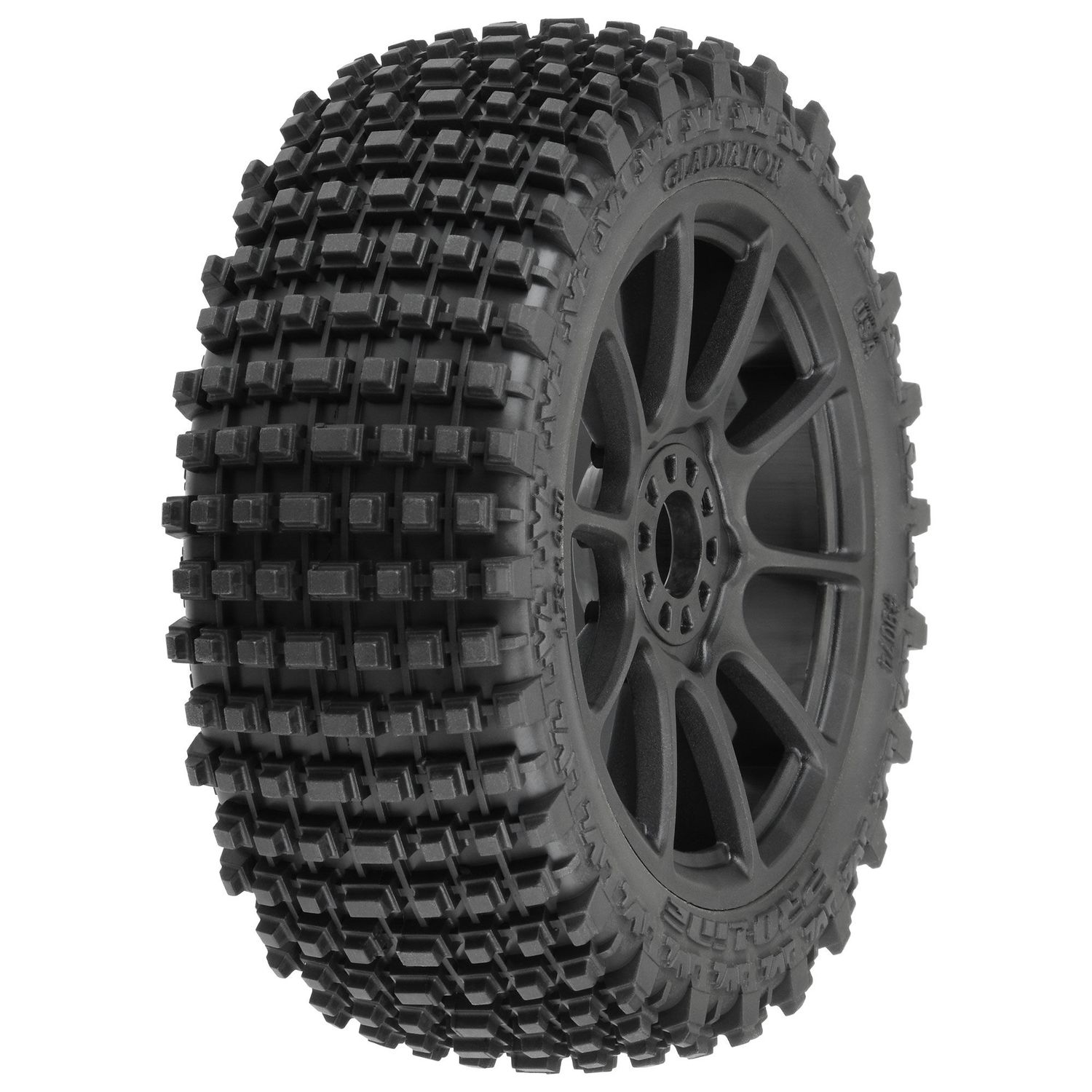 PRO907421 Pro-Line Racing 1/8 Gladiator M2 Fr/Rr Buggy Tires Mounted 17mm Black Mach 10 (2)