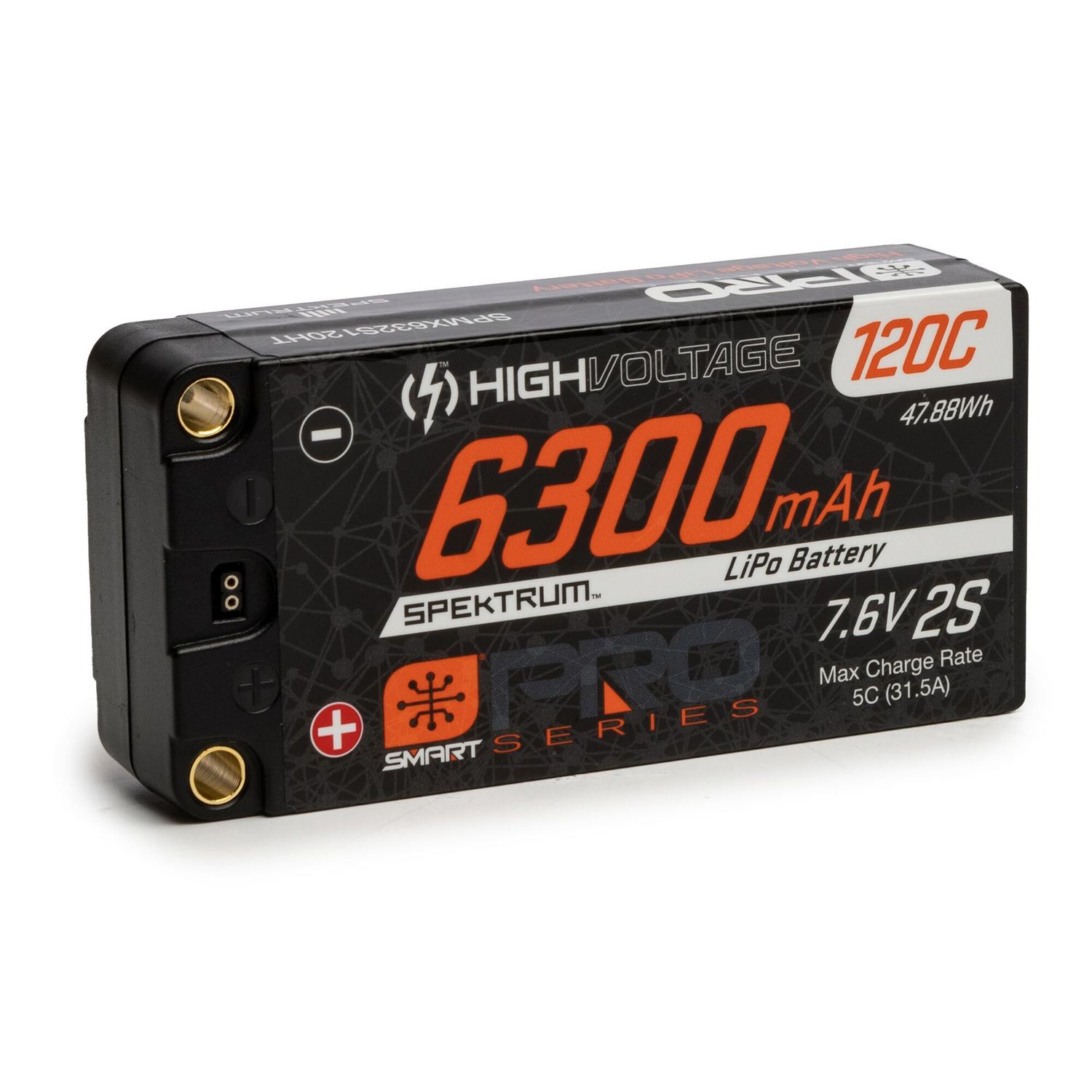 SPMX632S120HT Spektrum 7.6V 6300mAh 2S 120C Smart Pro Race Shorty Hardcase LiHV Battery: Tubes, 5mm SPMX632S120HT Spektrum 7.6V 6300mAh 2S 120C Smart Pro Race Shorty Hardcase LiHV Battery: Tubes, 5mm