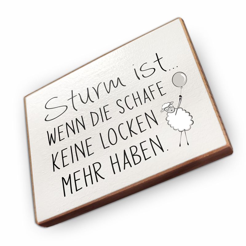 Kühlschrankmagnet aus Buchenholz - Sturm ist wenn die schafe