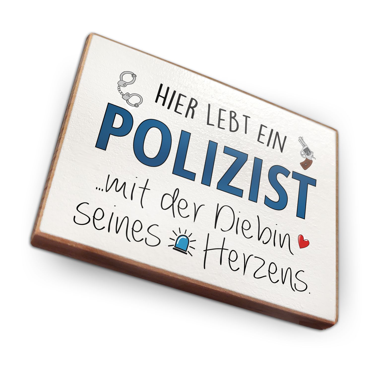 Kühlschrankmagnet aus Buchenholz - Polizist