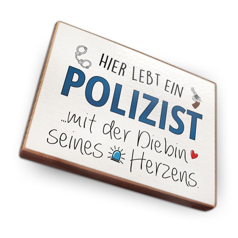 Kühlschrankmagnet aus Buchenholz - Polizist