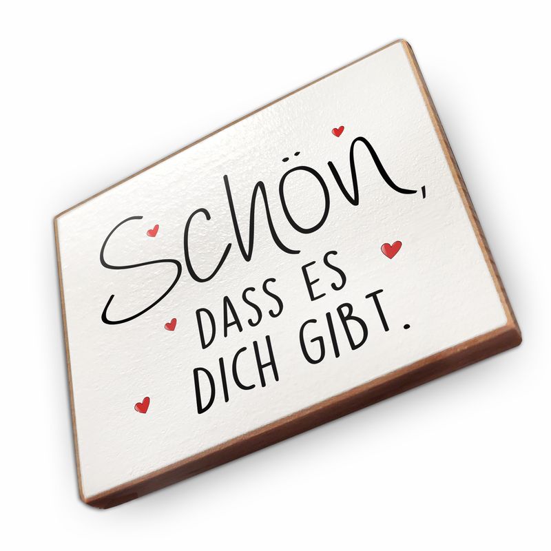 Kühlschrankmagnet aus Buchenholz - Schoen dass es dich gibt