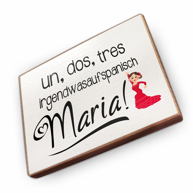 Kühlschrankmagnet aus Buchenholz - Un dos tres