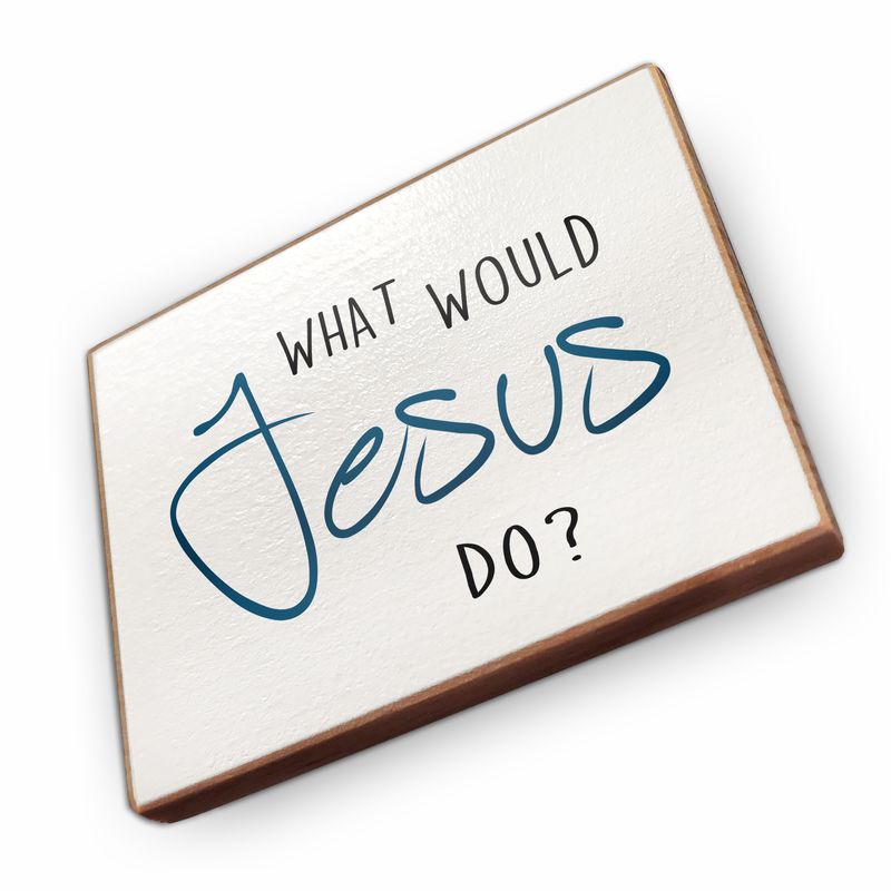 Kühlschrankmagnet aus Buchenholz - What would jesus do