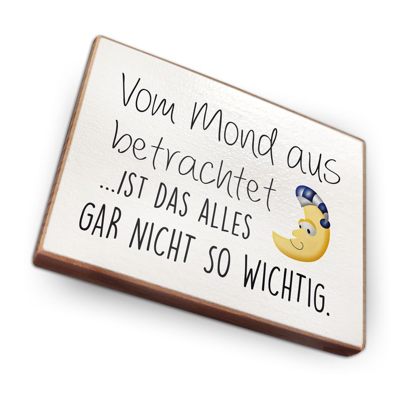 Kühlschrankmagnet aus Buchenholz - Vom mond aus betrachtet