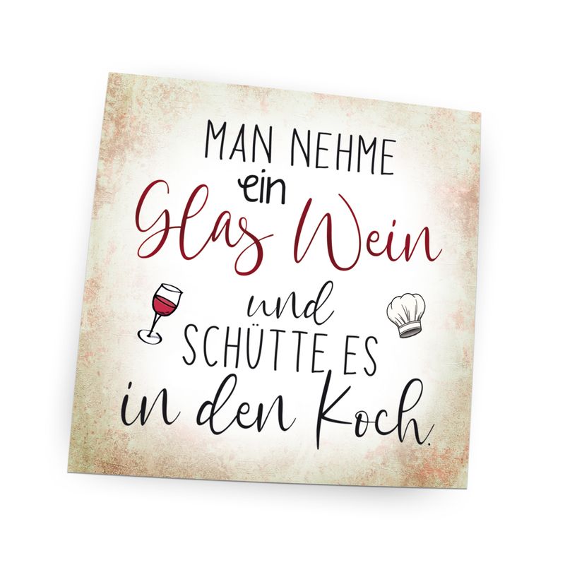 Folienmagnet Pin Hochglanz - Man nehme ein Glas Wein