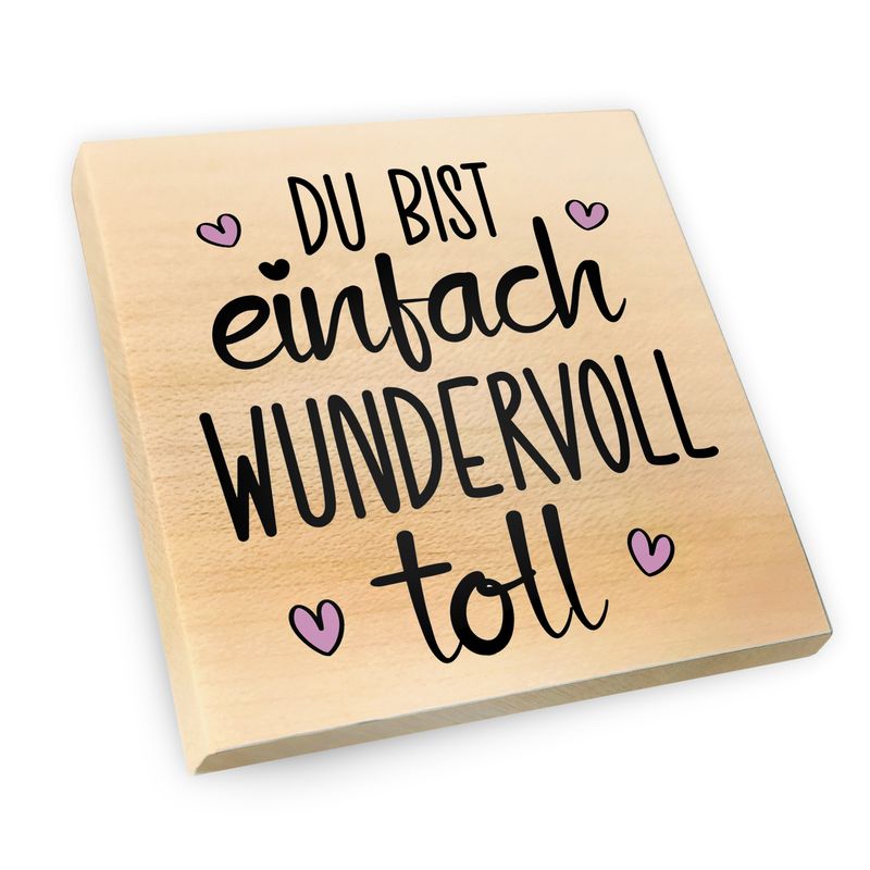 Kühlschrankmagnet aus Ahornholz | Du bist einfach wundervoll toll