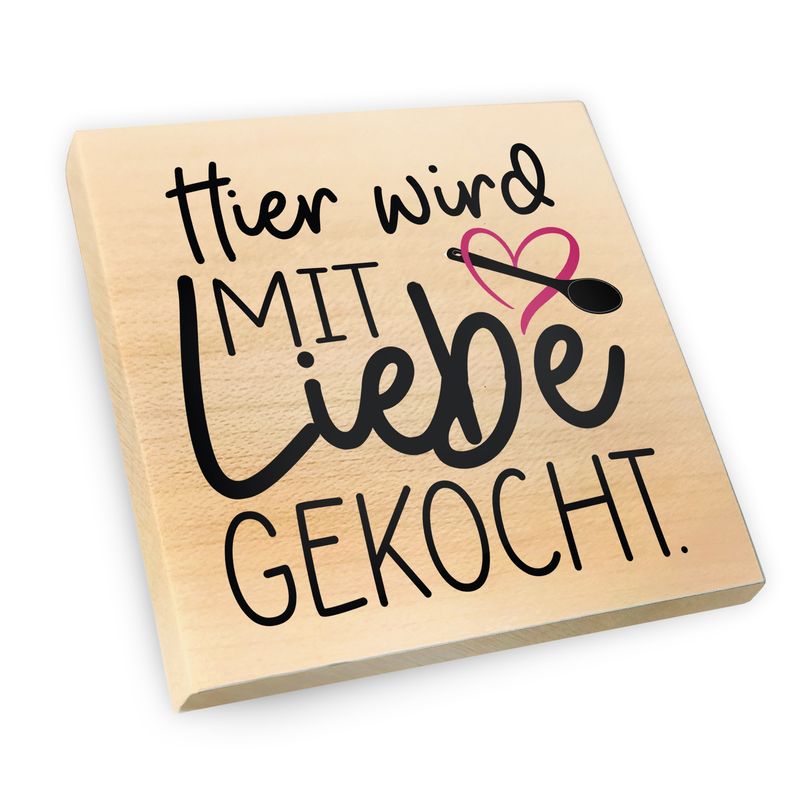 Kühlschrankmagnet aus Ahornholz | Hier wird mit Liebe gekocht
