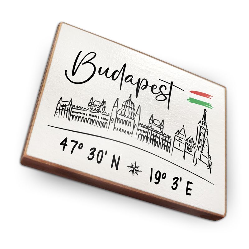 Kühlschrankmagnet aus Buchenholz - Budapest