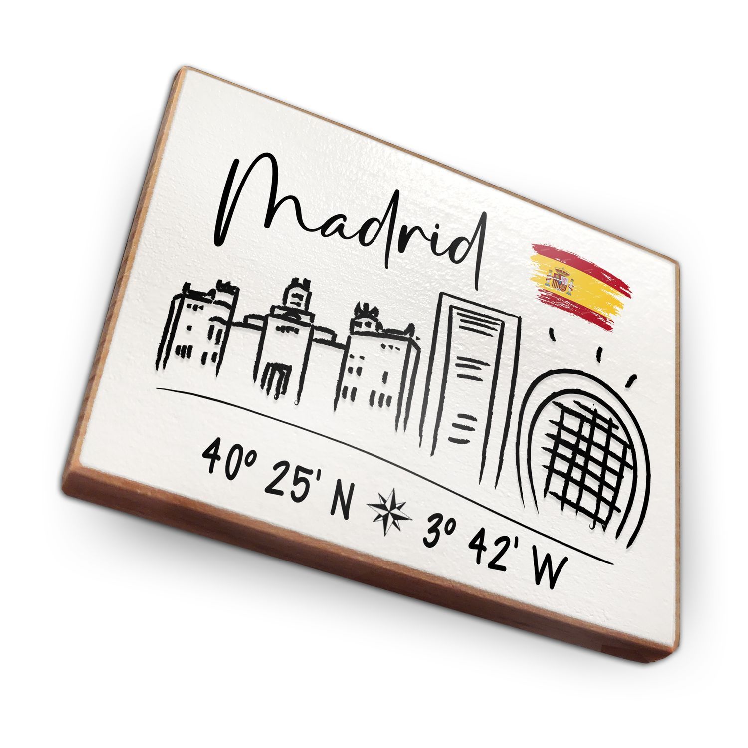 Kühlschrankmagnet aus Buchenholz - Madrid