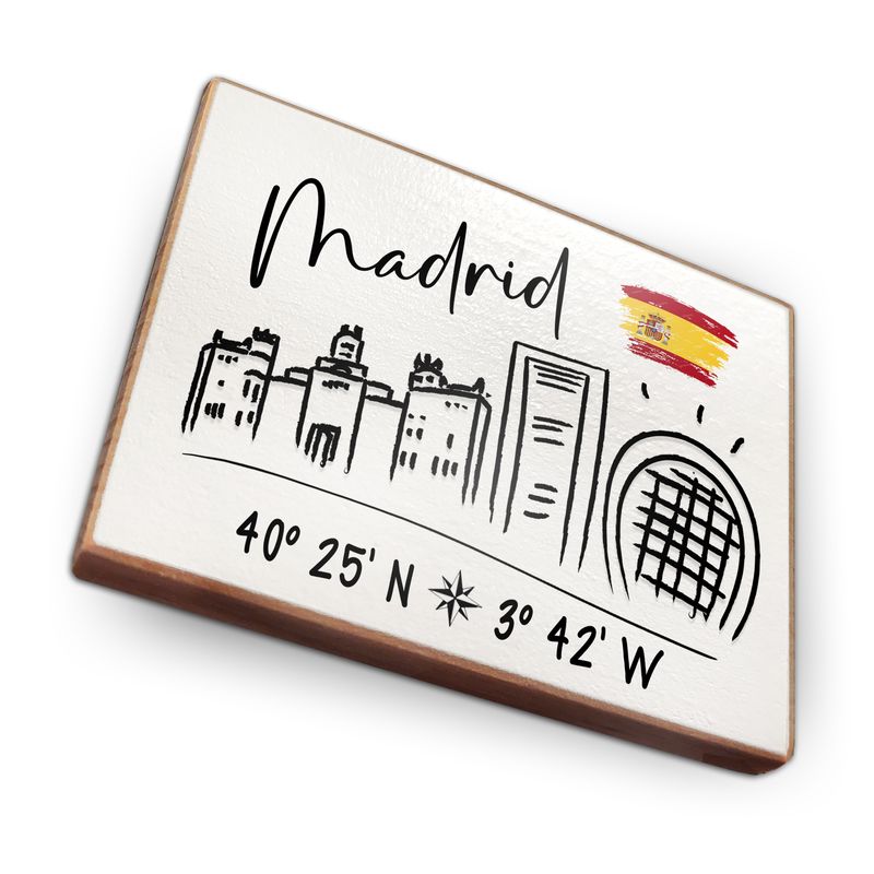 Kühlschrankmagnet aus Buchenholz - Madrid