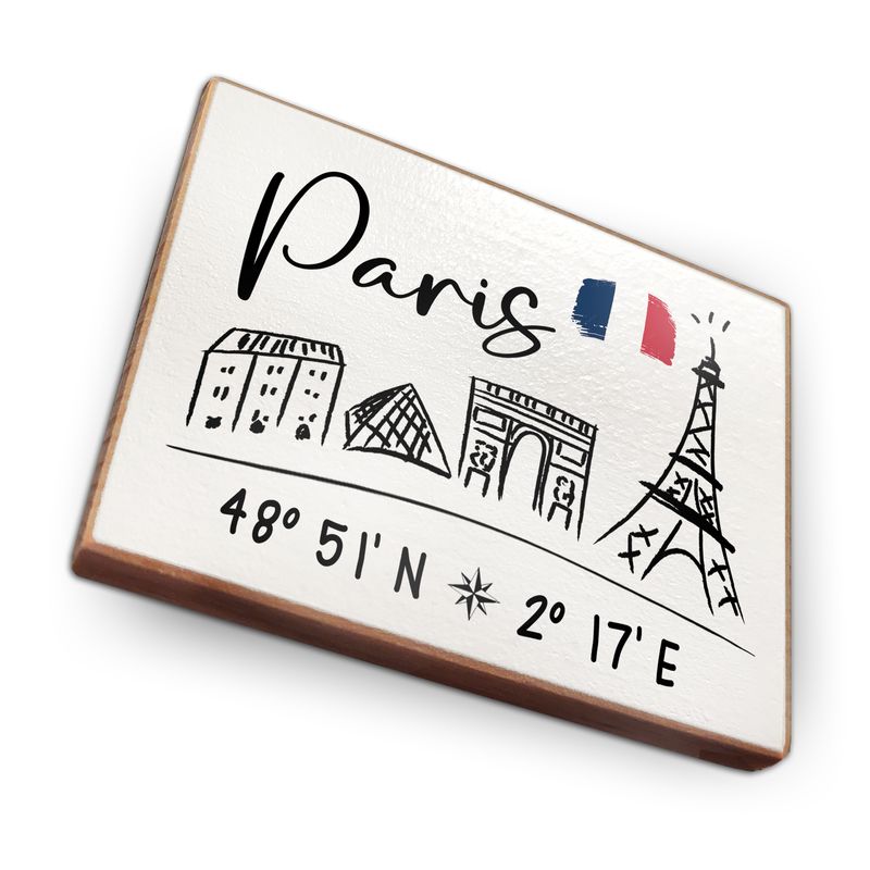 Kühlschrankmagnet aus Buchenholz - Paris