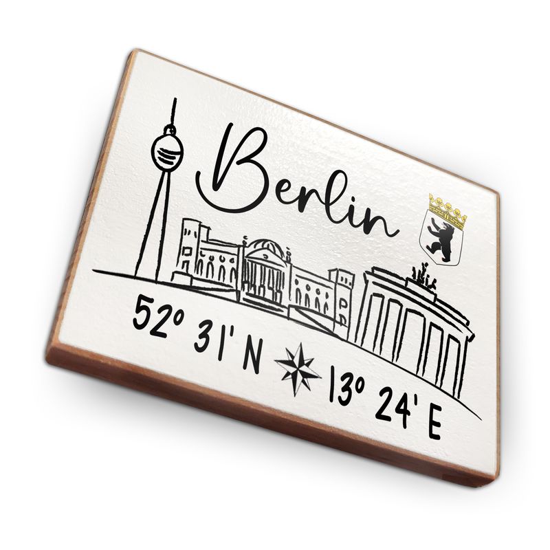 Kühlschrankmagnet aus Buchenholz - Berlin