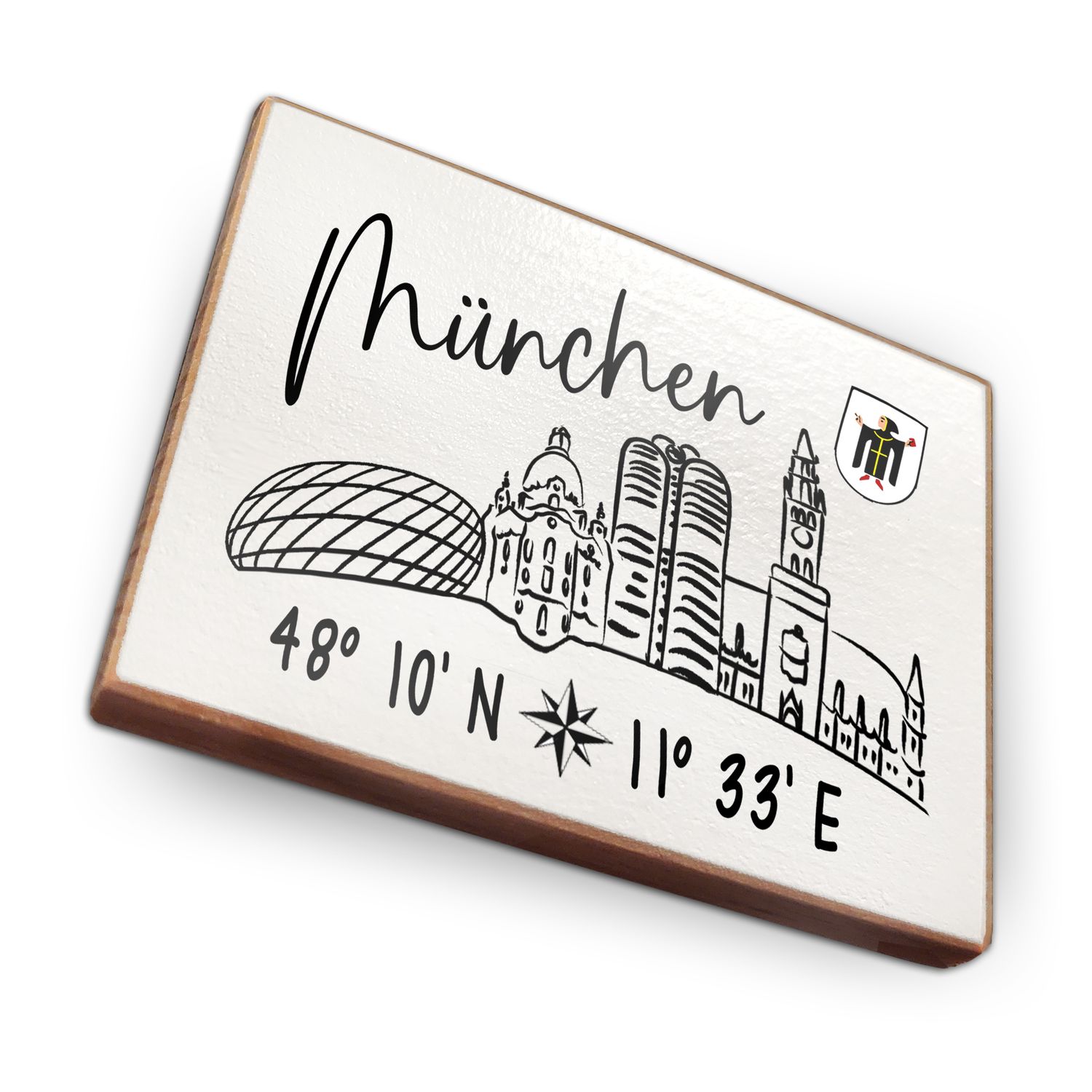 Kühlschrankmagnet aus Buchenholz - München