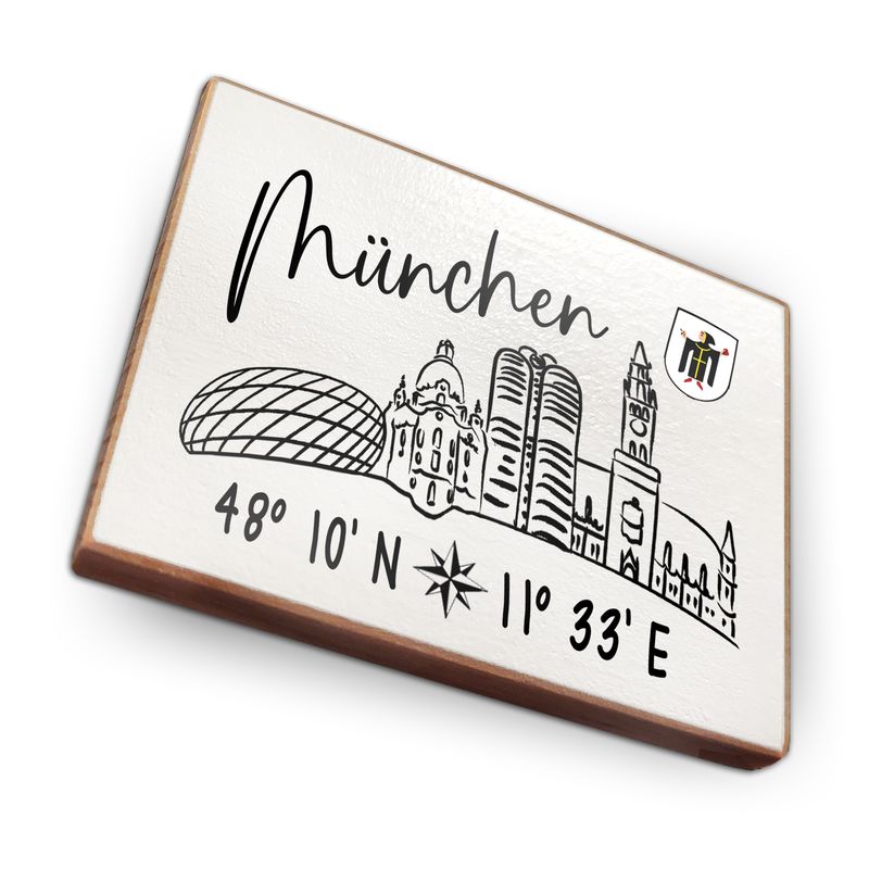Kühlschrankmagnet aus Buchenholz - München
