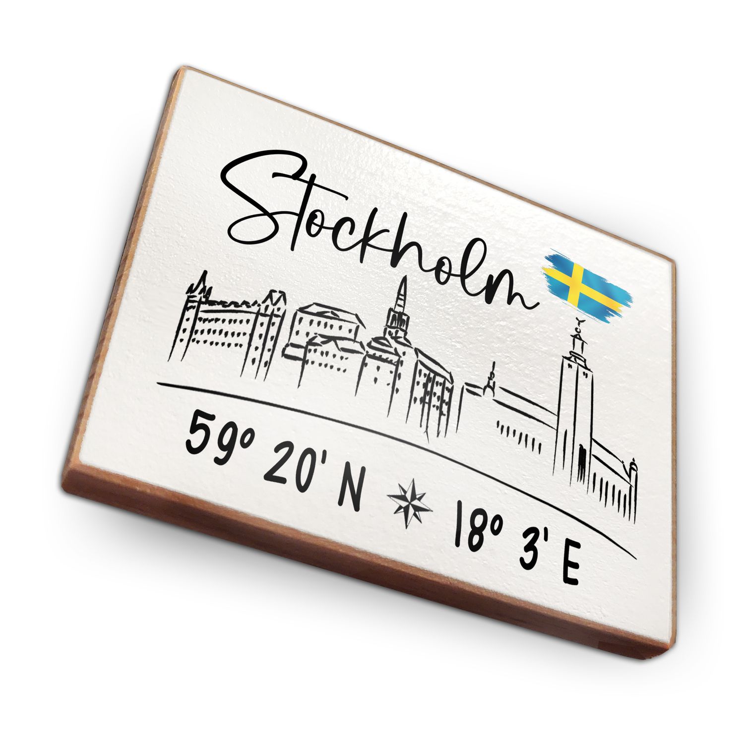 Kühlschrankmagnet aus Buchenholz - Stockholm