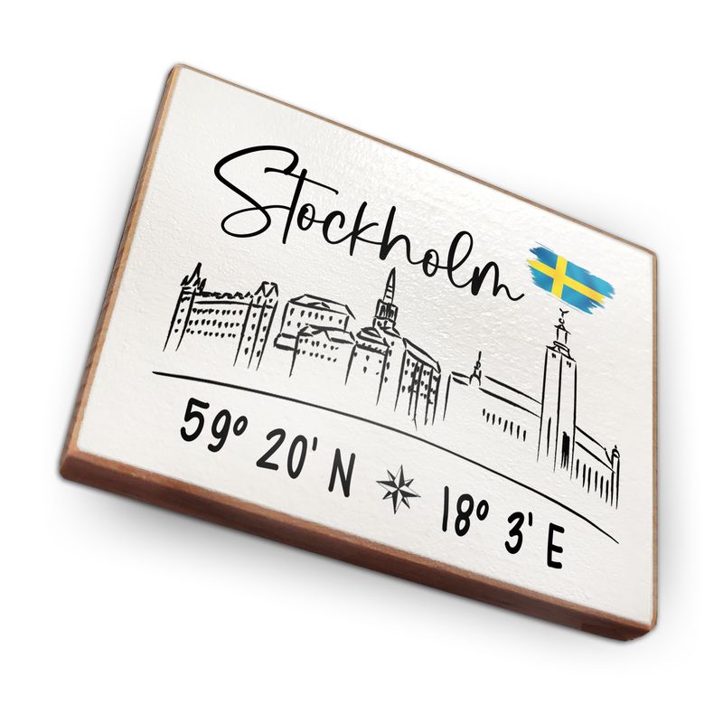 Kühlschrankmagnet aus Buchenholz - Stockholm