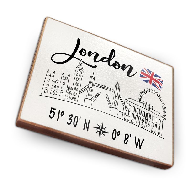 Kühlschrankmagnet aus Buchenholz - London