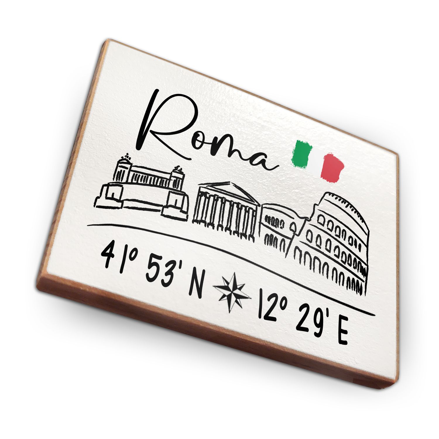 Kühlschrankmagnet aus Buchenholz - Roma