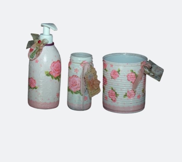 ensemble fleuri roses salle de bains