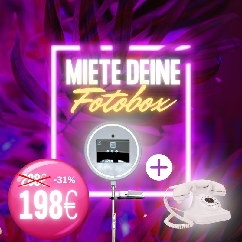 Deine Fotobox inklusive deinem Gästebuchtelefon für viele schöne Momente