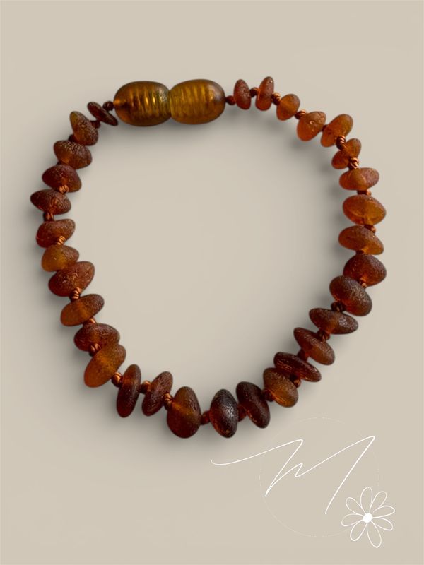 Amber barnsteen cognac armband ruw 14cm baby/peuter
