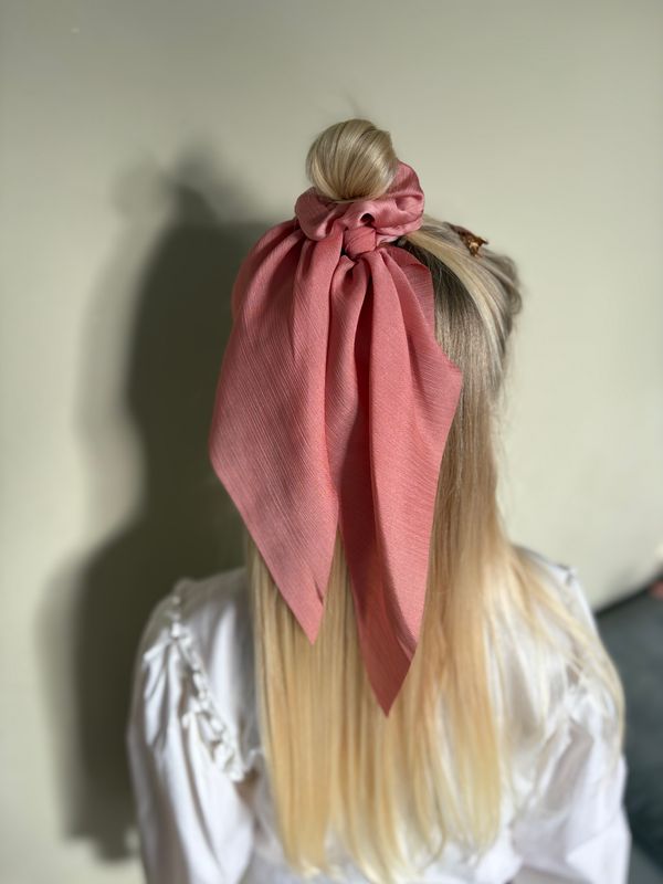 scrunchie met lint koraalroze