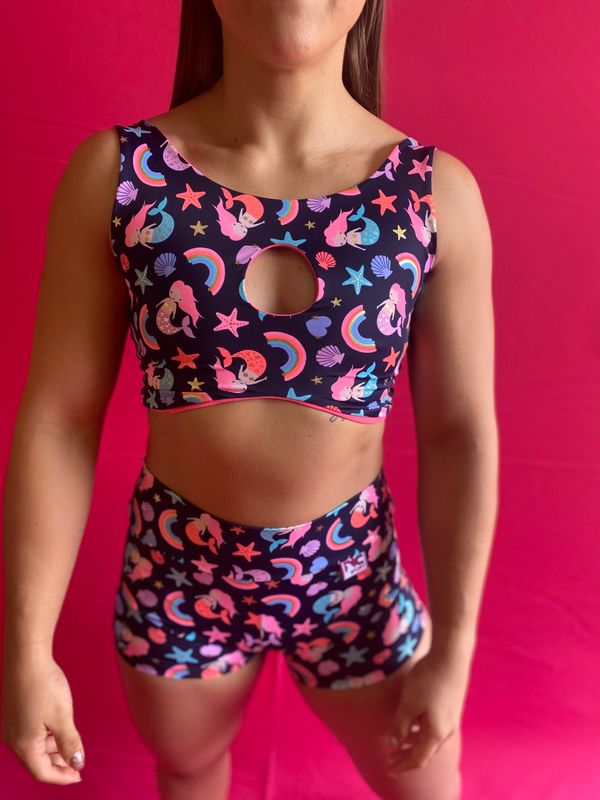 Top Ambar Sirenita Azul Reversible Rosada