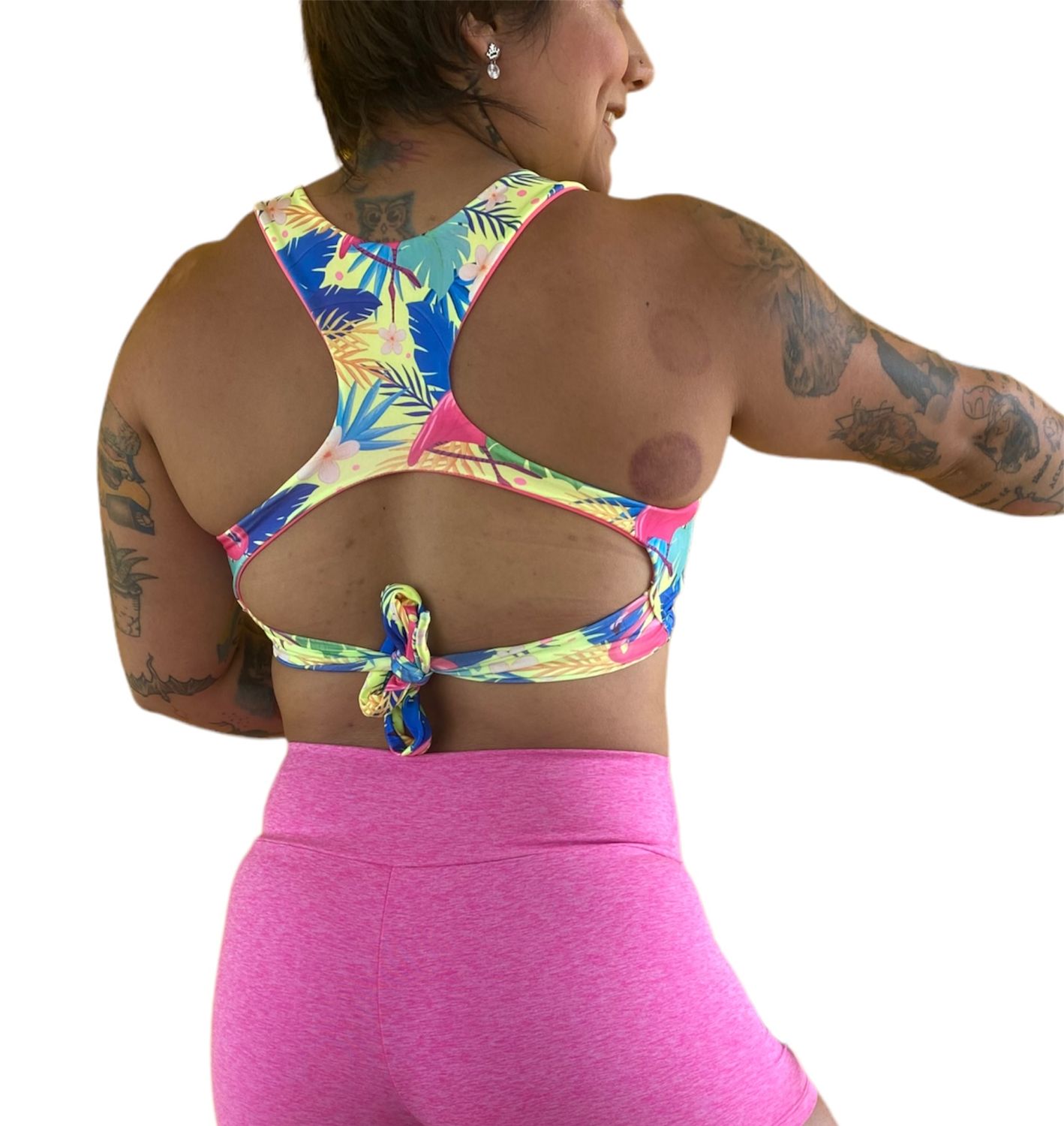 Top Tamara Amarillo Neon con Hojitas