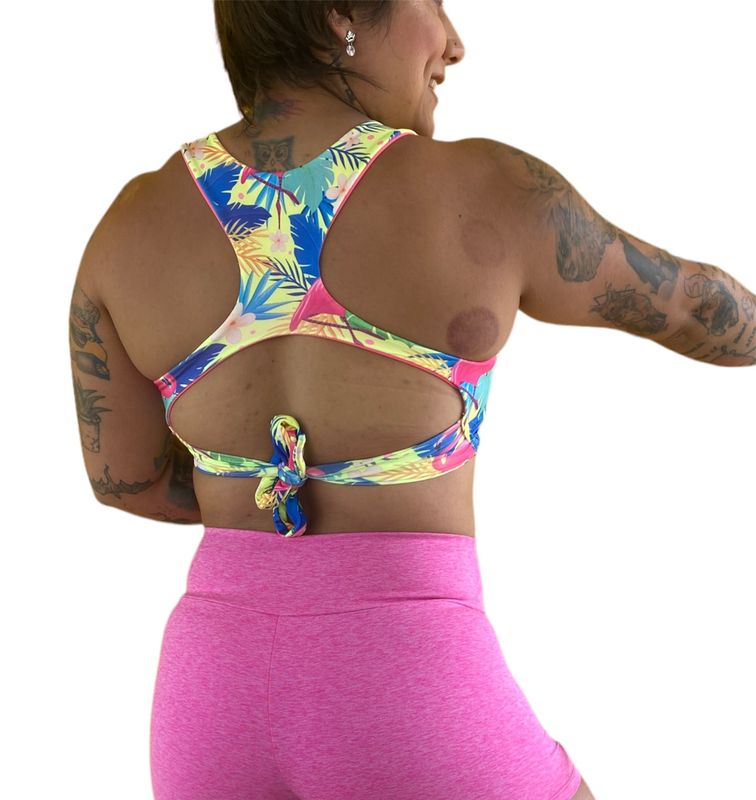Top Tamara Amarillo Neon con Hojitas
