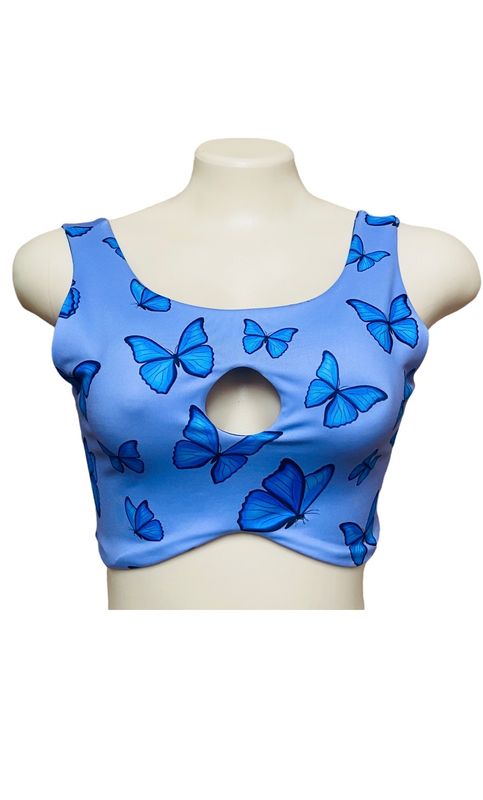 Top Ambar Reversible Azul con Mariposas