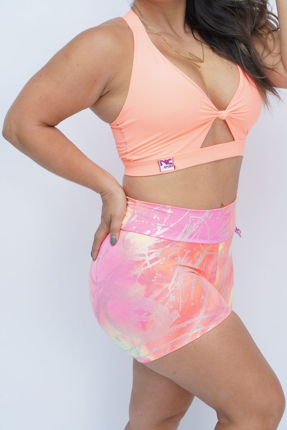 Short Tie Dye Rosa con Brillo