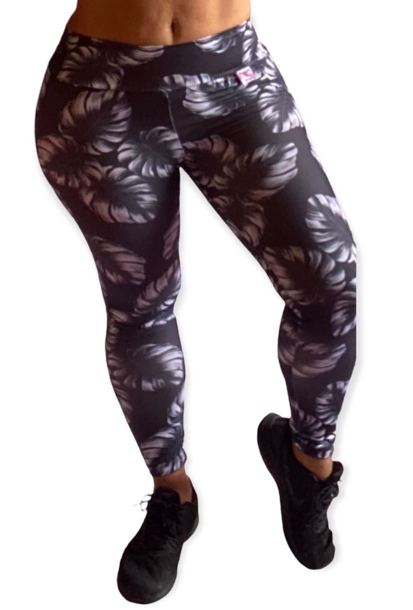 Legging negro Hojas Blancas