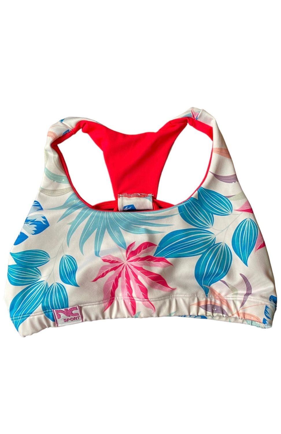 Top Andromeda Flores con rosa neon blanco